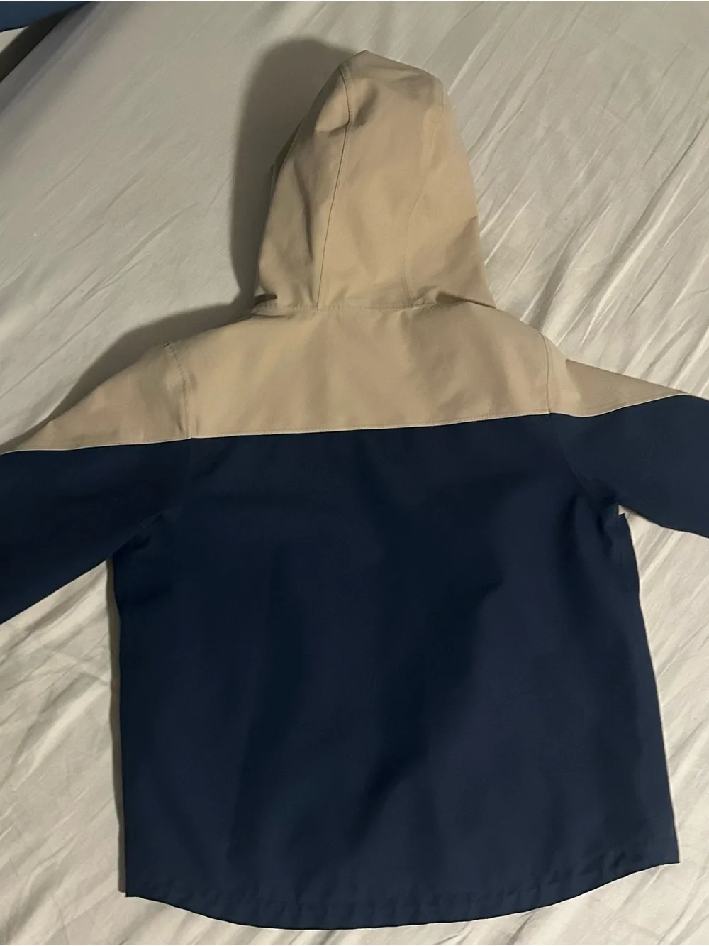 Patagonia Kids Two-Tone Hooded Rain Jacket - Tan & Navy